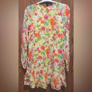 Banjanan Lorene Dress Sz L in Yellow Floral Print